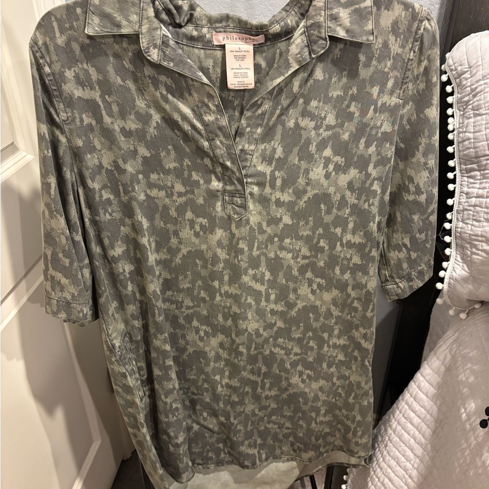 Philosophy Camo Patterned women’s shirt dress